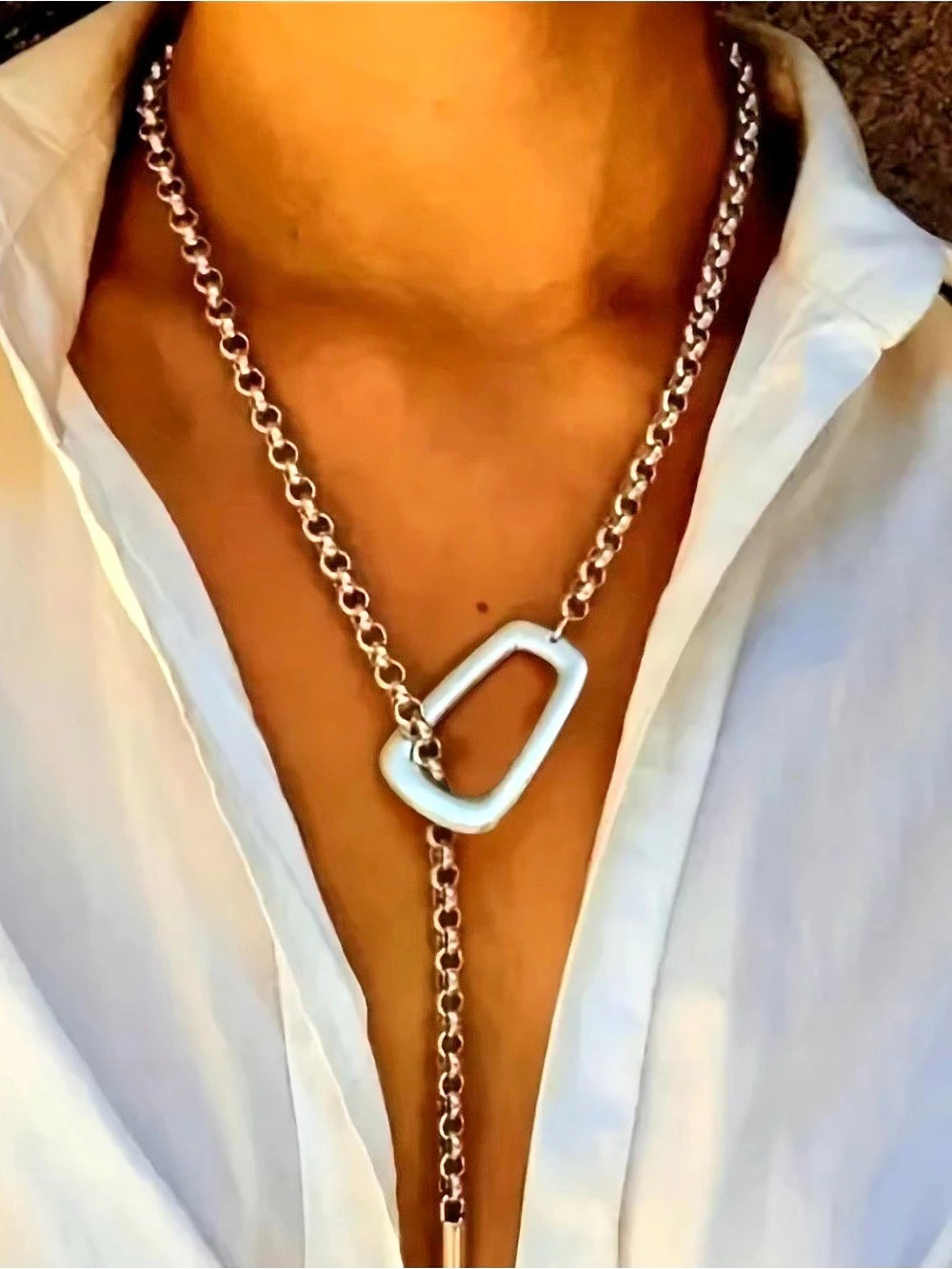 Silver Geometric Pendant Necklace